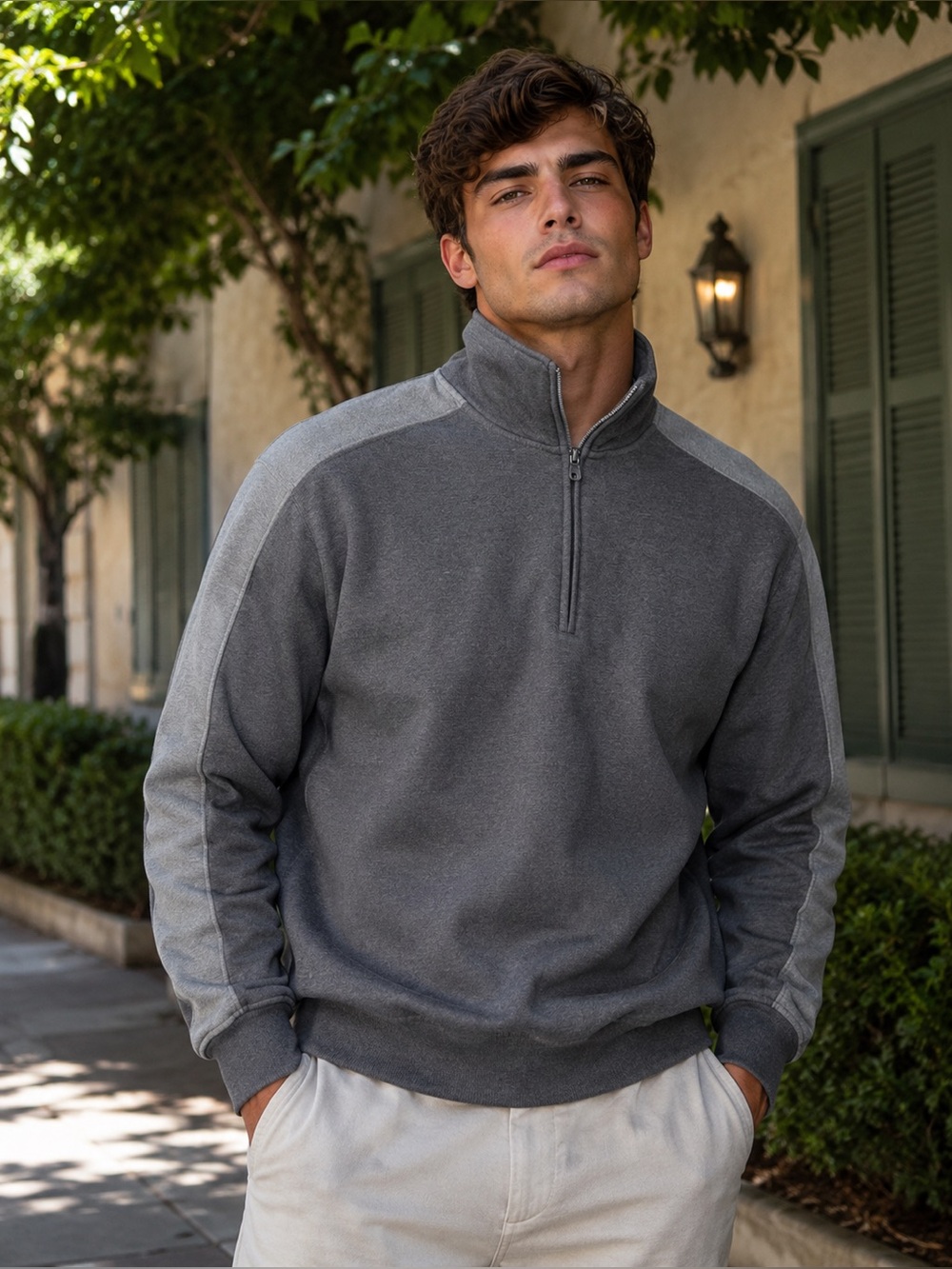 Athleta Gray Quarter-Zip Pullover Men’s Athletic Sweatshirt